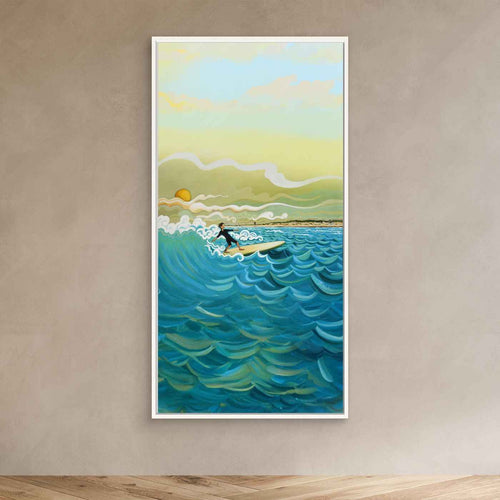 N204 - Surfing El Palmar - Vertical - Framed Canvas