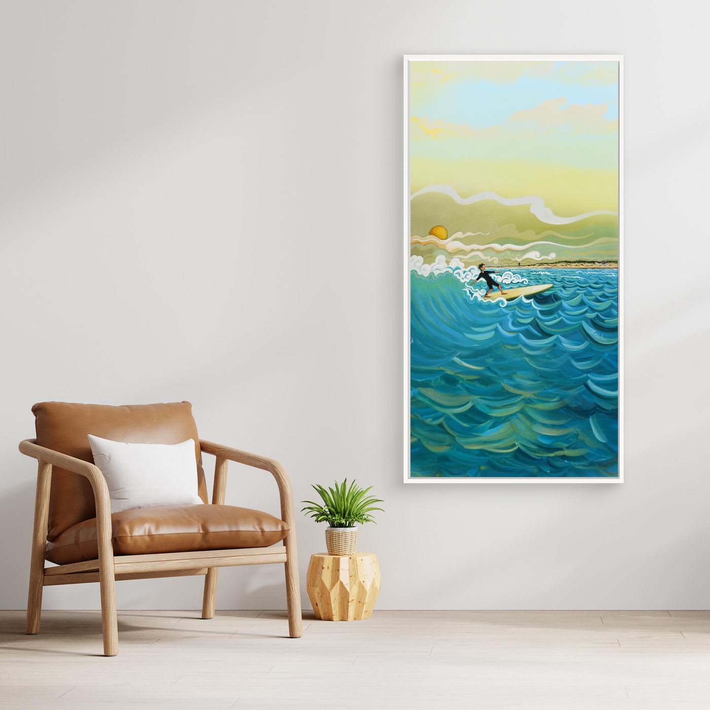 N204 - Surfing El Palmar - Vertical - Framed Canvas
