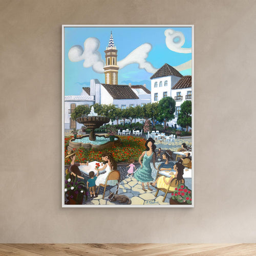 N237 - Estepona - Plaza de las Flores - Rote Blumen - Gerahmte Leinwand