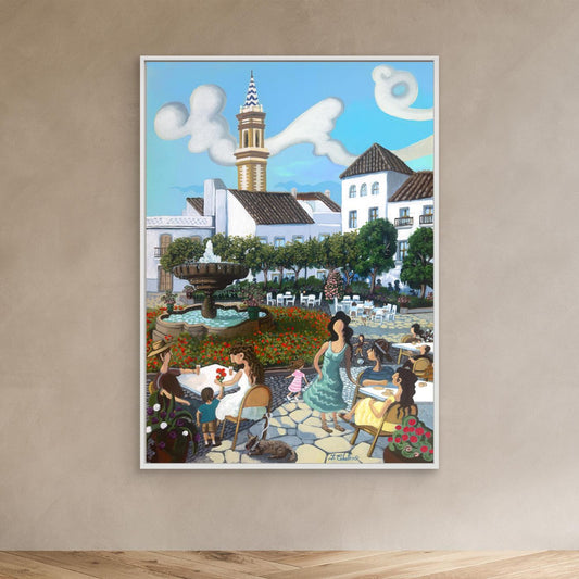 Estepona - Plaza de las Flores - Red Flowers - Framed Canvas - Copy