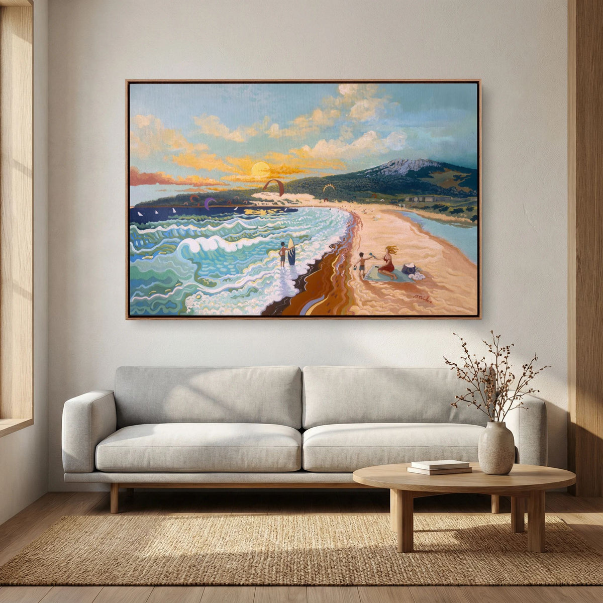 Sunset at Valdevaqueros - N239 - Framed Canvas