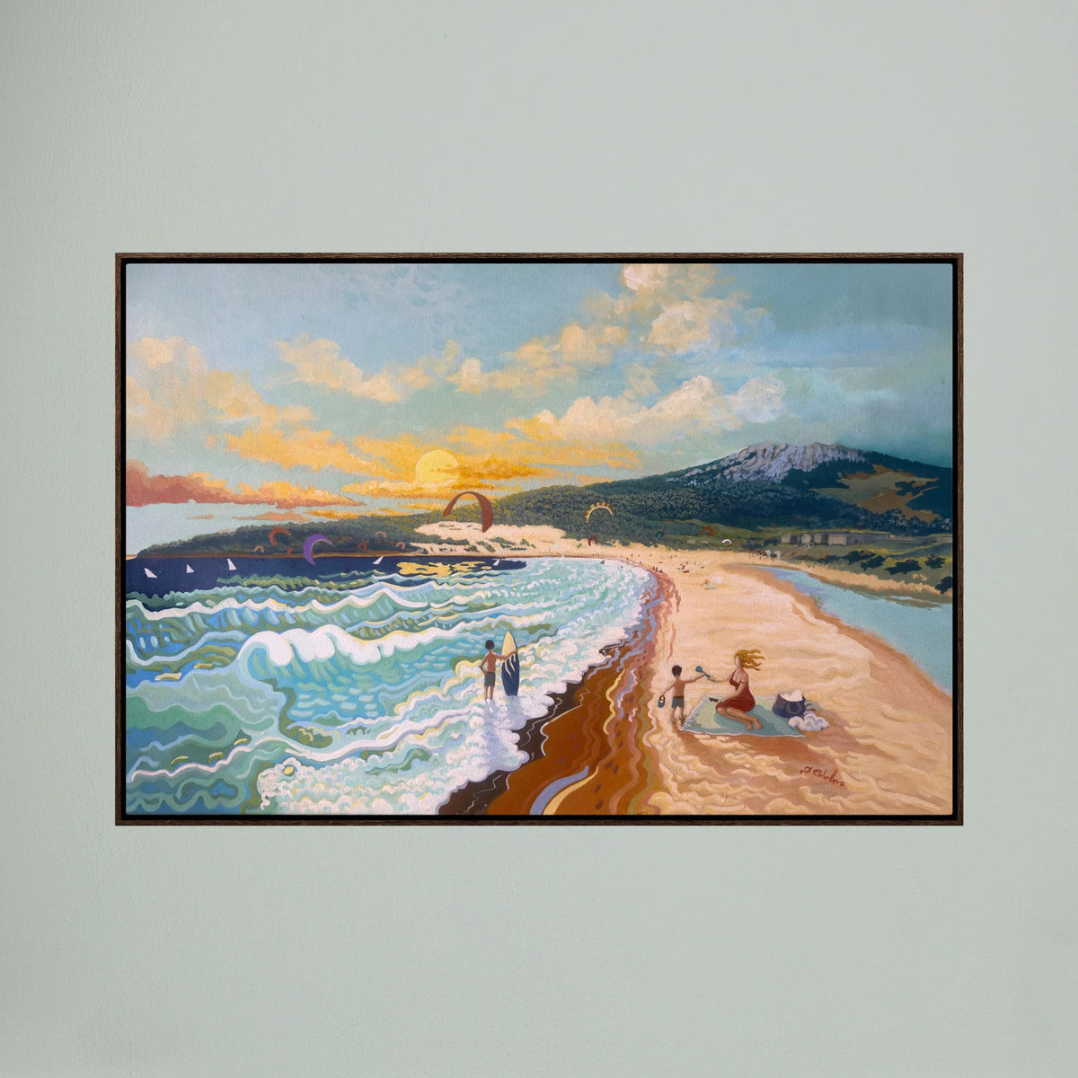 Sunset at Valdevaqueros - N239 - Framed Canvas