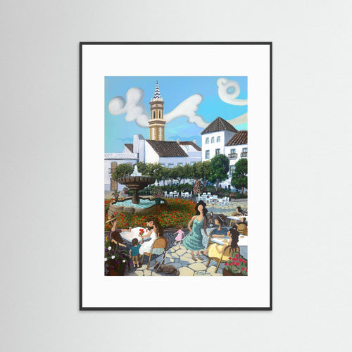 N237 - Estepona - Plaza de las Flores - Rote Blumen - Kunstdruckpapier