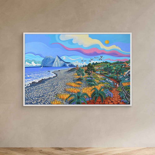 N133 - Flamencos por la torre - Framed Canvas
