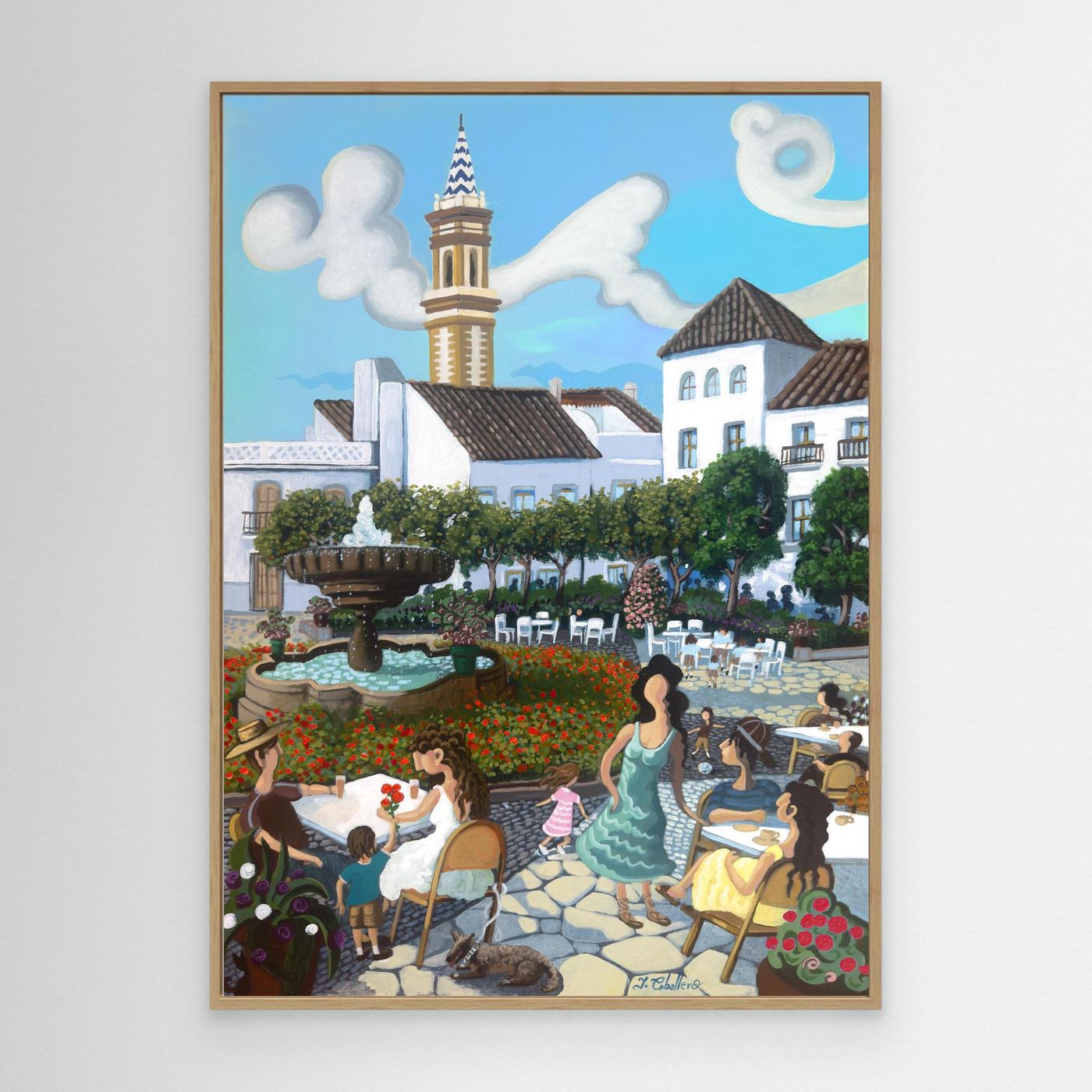 Estepona - Plaza de las Flores - Red Flowers - Framed Canvas - Copy