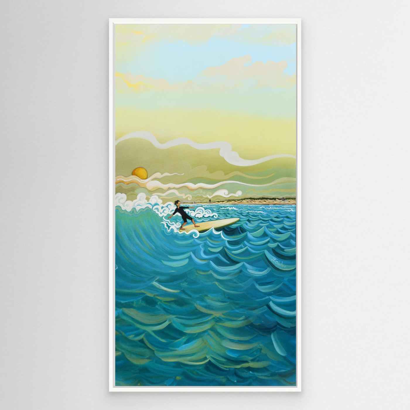N204 - Surfing El Palmar - Vertical - Framed Canvas