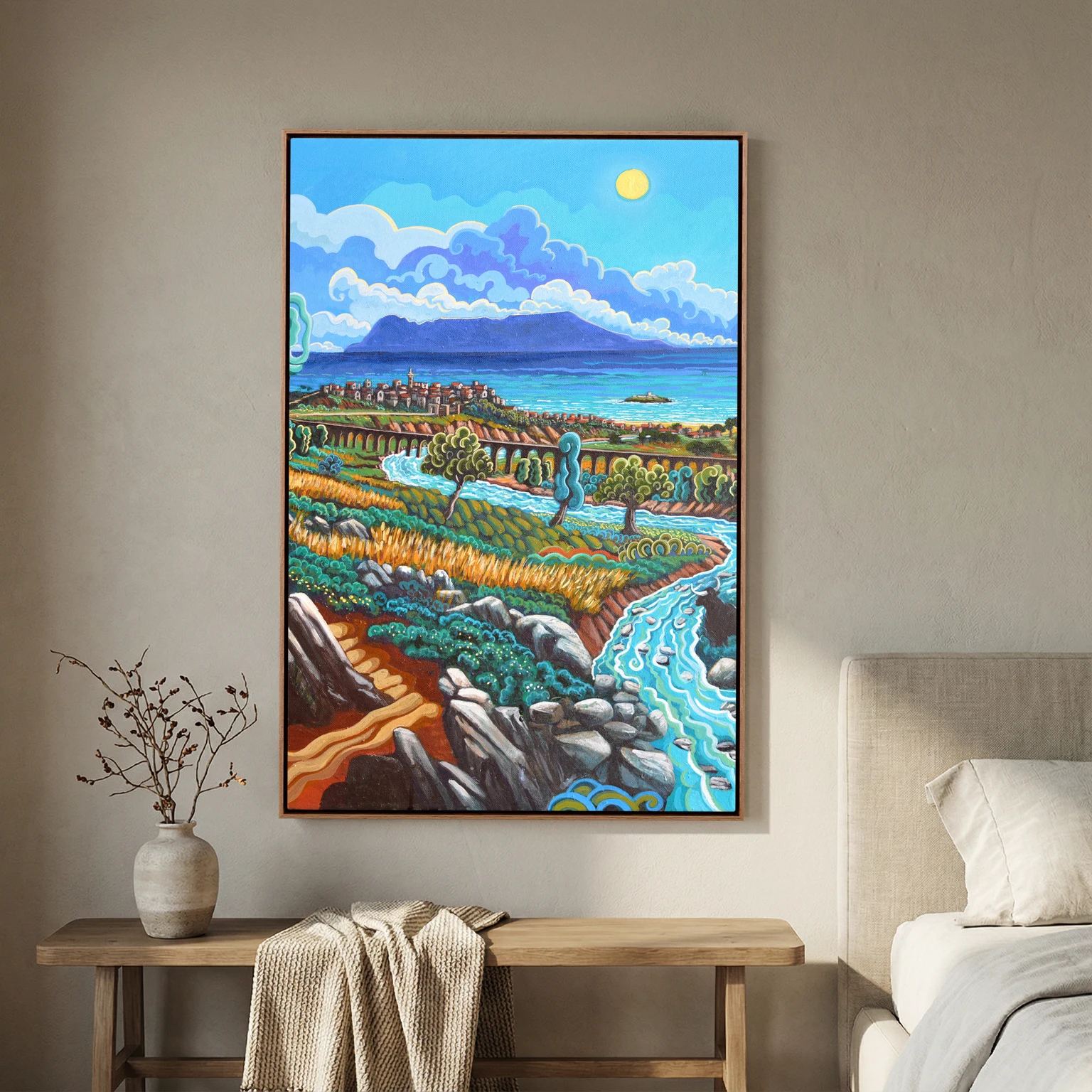 Rio de la Miel - Algeciras - Vertical - Framed canvas