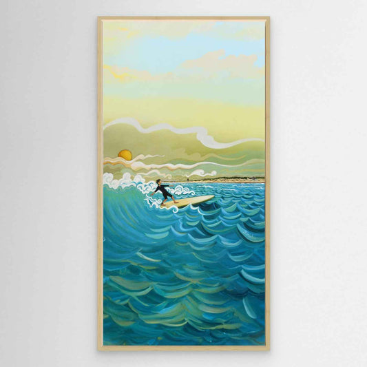 N204 - Surfing El Palmar - Vertical - Framed Canvas