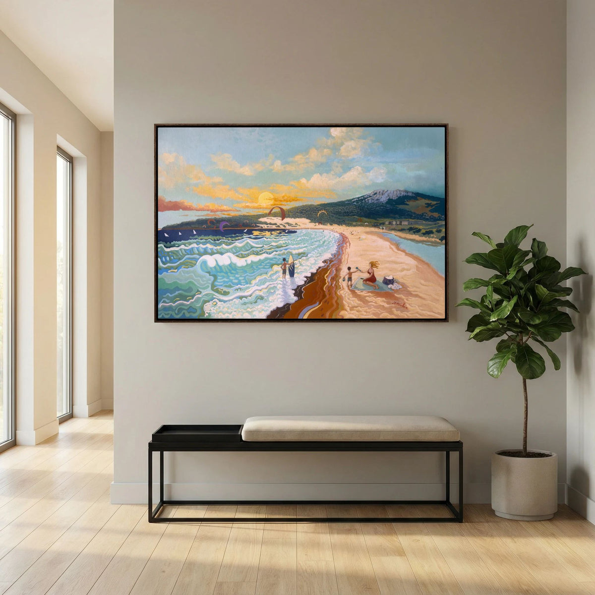 Sunset at Valdevaqueros - N239 - Framed Canvas