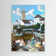 Estepona - Plaza de las Flores - Red Flowers - Framed Canvas - Copy