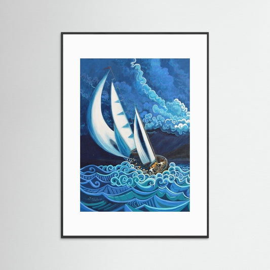 N12- Saling with the storm - Fine Art Paper Print