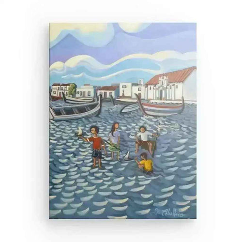 N125 - B - Kids at the Beach - Vertical Canvas