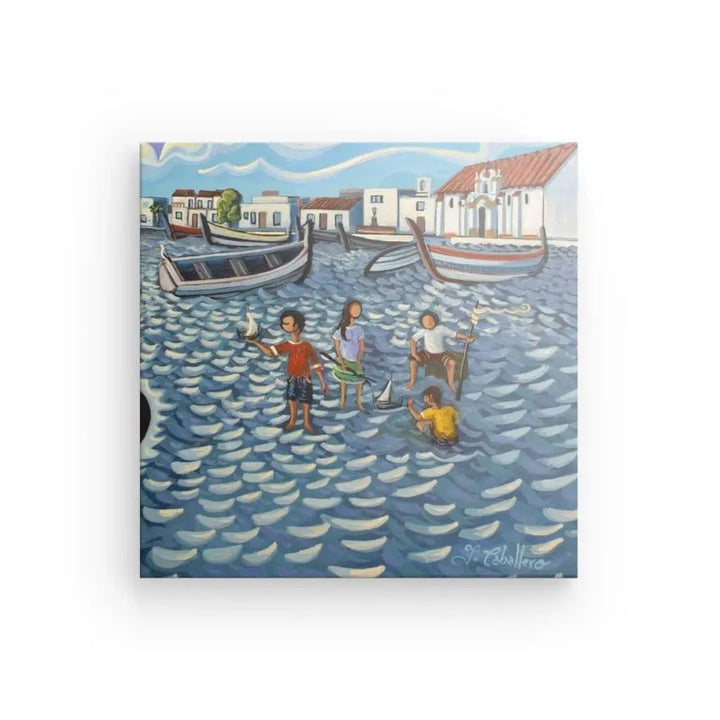 N125 - B - Kids at the Beach - Vertical Canvas - Arte Caballero