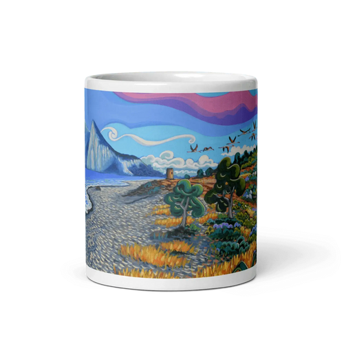 N133 - Flamingos by the tower - Mug Panorama