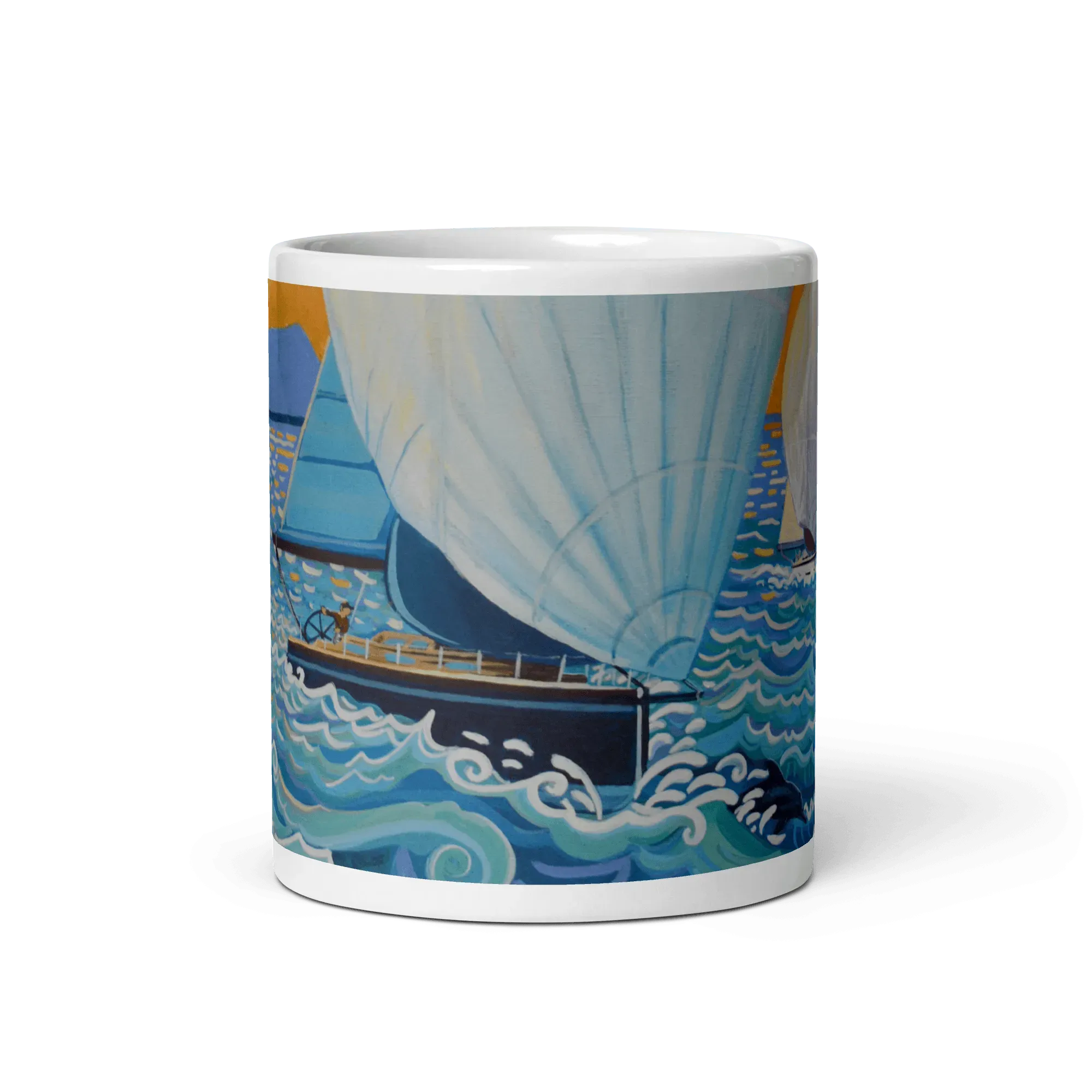 N136 - Sailing the Strait - Mug Panorama - Arte Caballero