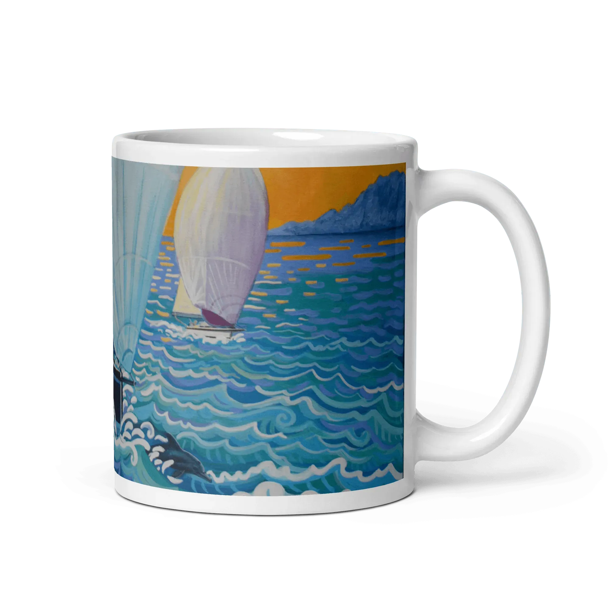 N136 - Sailing the Strait - Mug Panorama - Arte Caballero