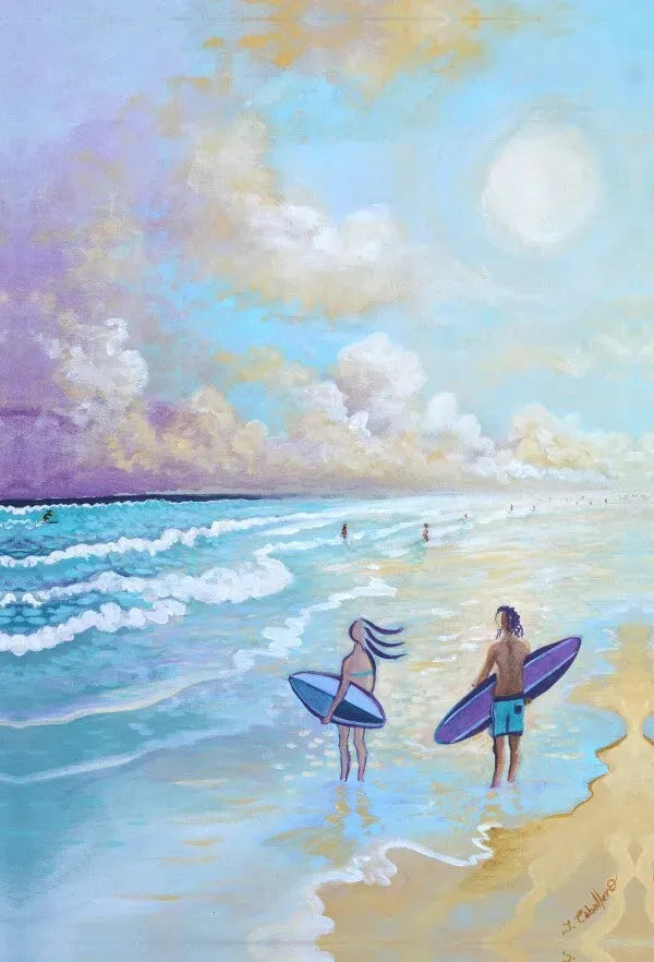 N213 - Atlantic Surf - Girl& Boy - Canvas - Arte Caballero