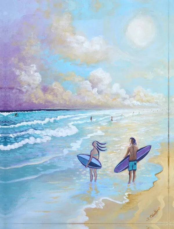 N213 - Atlantic Surf - Girl& Boy - Canvas - Arte Caballero