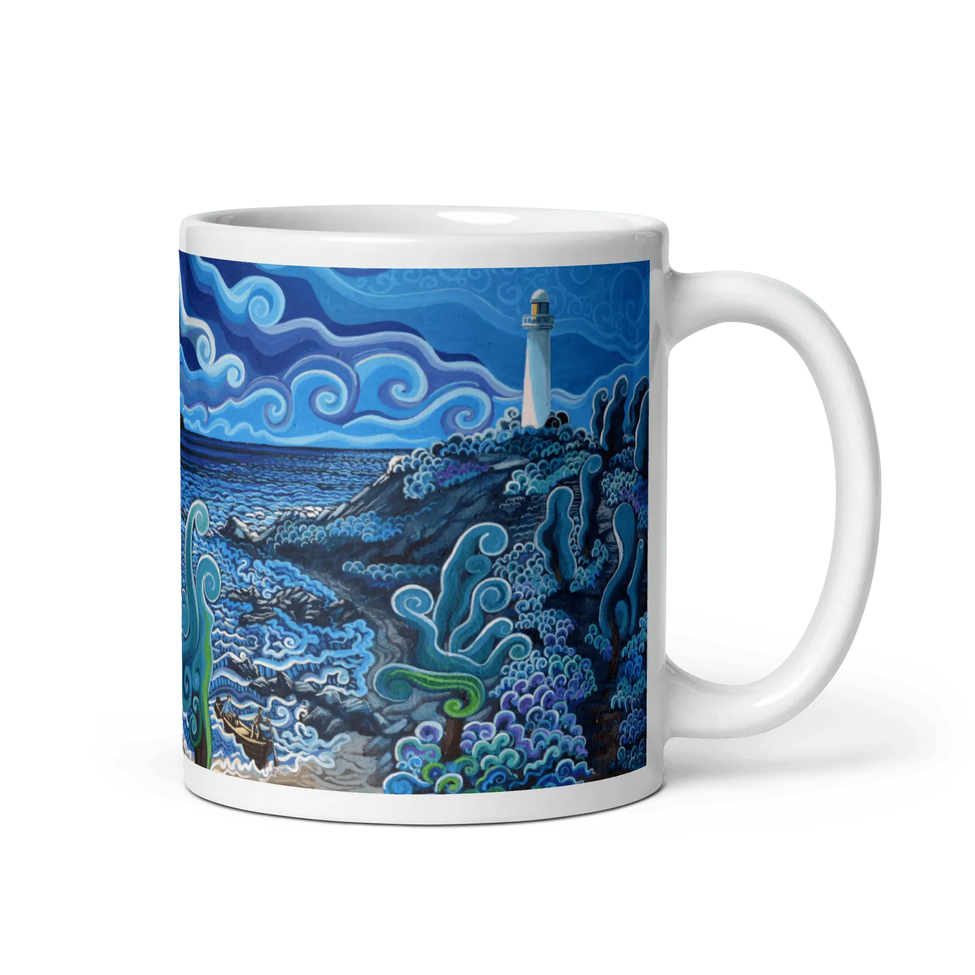 N23 - Lighthouses of the Strait - Mug Panorama - Arte Caballero