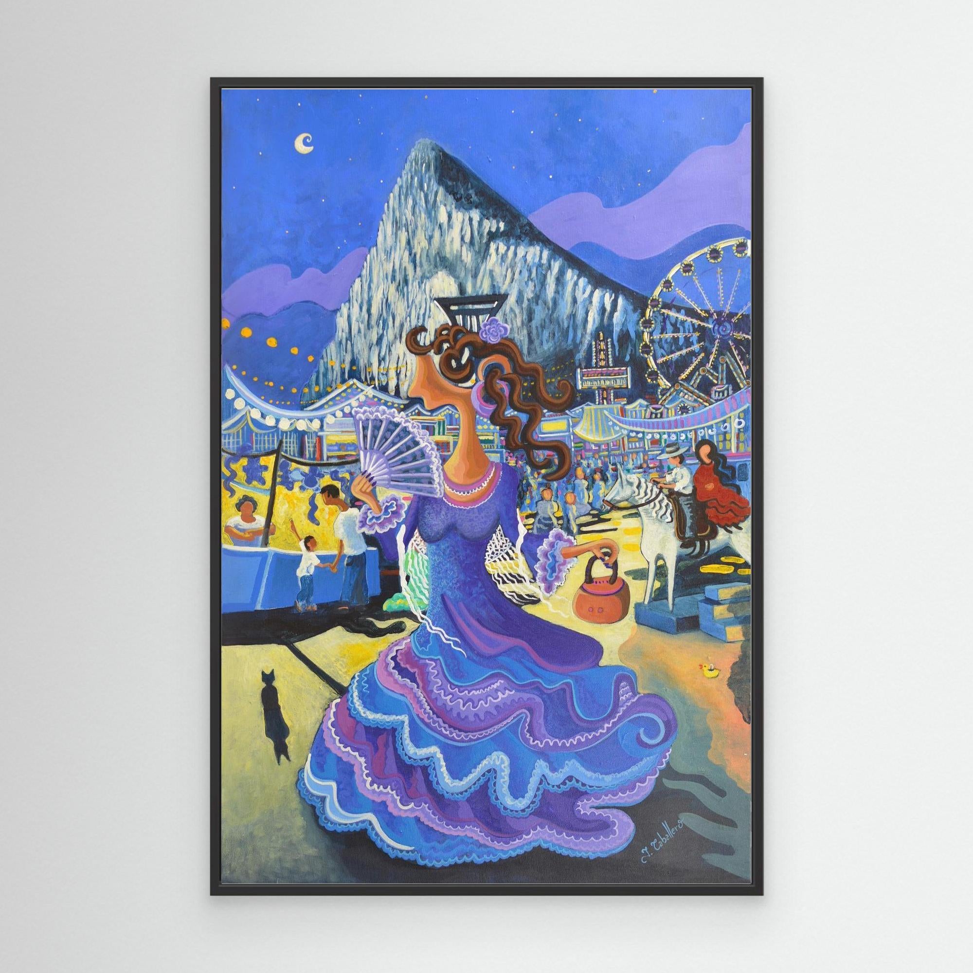 N150 - Noche de Feria - Framed Canvas Art Print