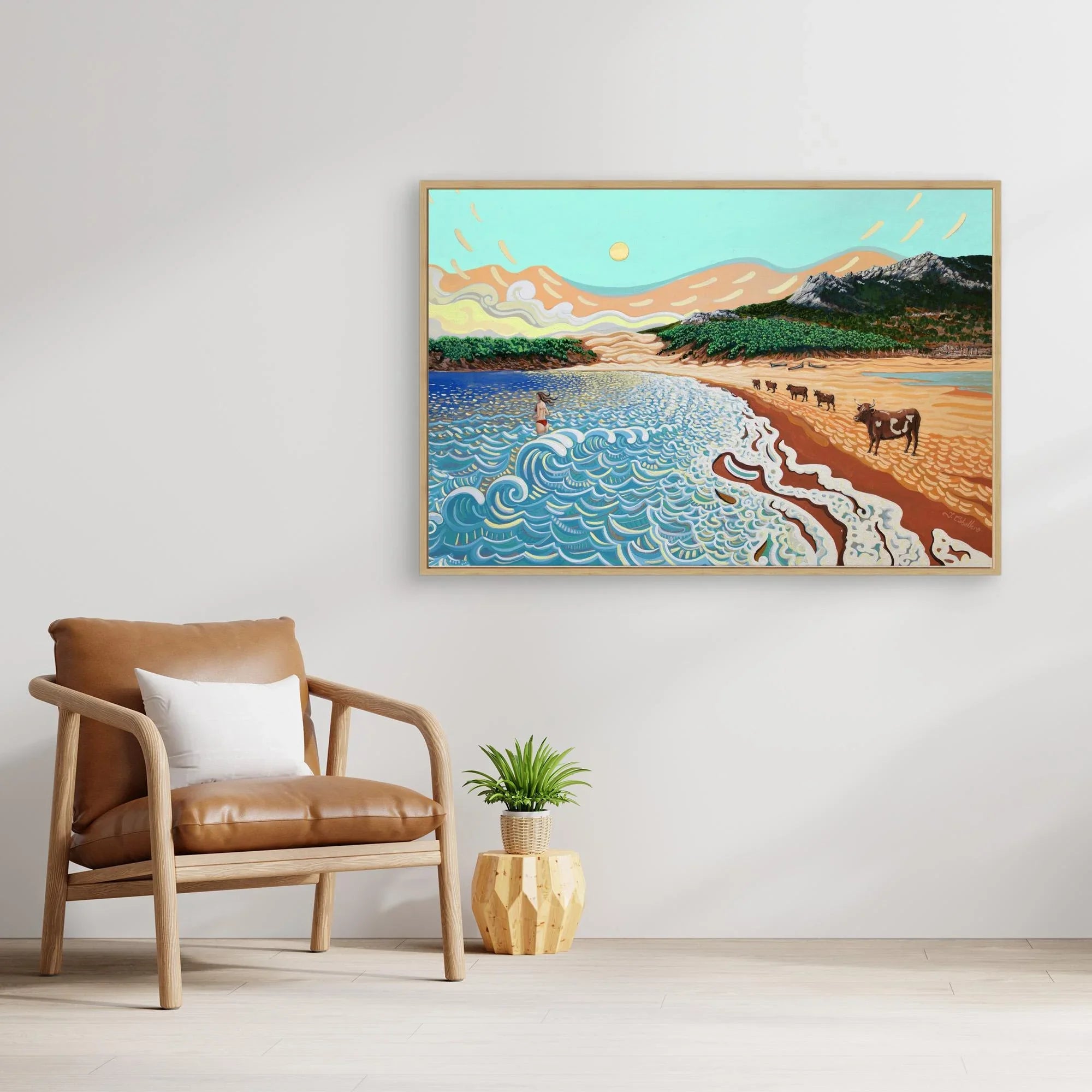 N17 - The Cows of Bolonia - Framed Canvas Art Print