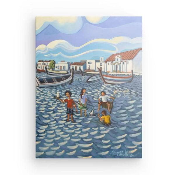 N125 - B - Kids at the Beach - Vertical Canvas - Arte Caballero